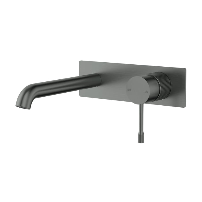 Linie Fluted Gun Metal Wall Basin Mixer Trim Kit 220mm Spout – HYB585-602TK-GM-220