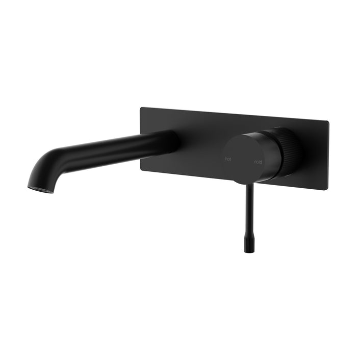 Linie Fluted Matt Black Wall Basin Mixer Trim Kit 220mm Spout – HYB585-602TK-MB-220
