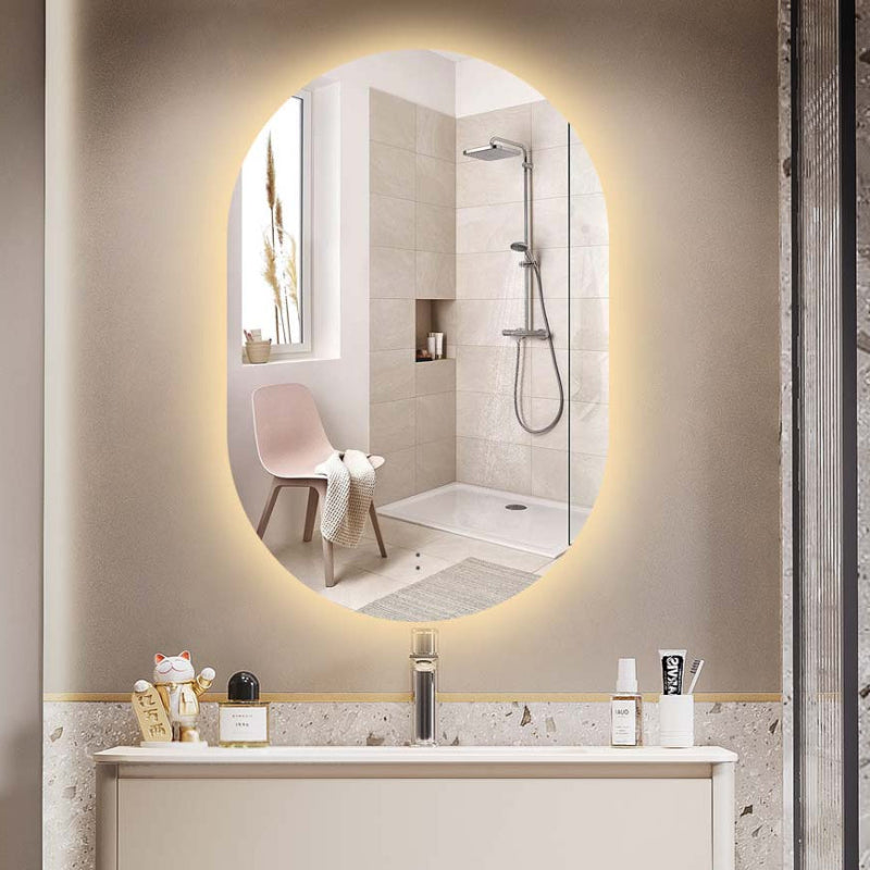 Indulge | Oval Pill Touchless 600 x 900 LED Mirror - Three Light Temperatures - Acqua Bathrooms