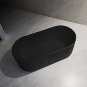 Kelsa Fluted 1500mm Matte Black Designer Round Freestanding Bath - Acqua Bathrooms