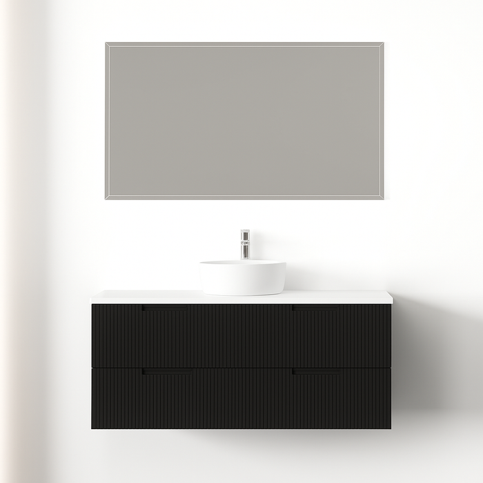 Kelsa 1200 Fluted Matte Black Wall Hung Vanity - Acqua Bathrooms