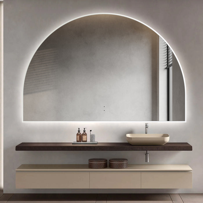 Arched Touchless 1200 x 800 Matte White LED Mirror - Three Light Temperatures - Acqua Bathrooms
