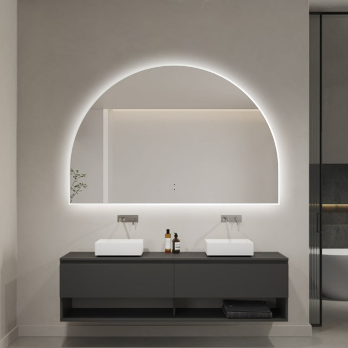 Arched Touchless 1200 x 800 Matte White LED Mirror - Three Light Temperatures - Acqua Bathrooms