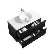 Kelsa 900 Fluted Matte Black Wall Hung Vanity - Acqua Bathrooms