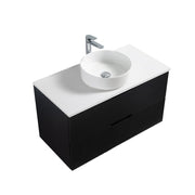 Kelsa 900 Fluted Matte Black Wall Hung Vanity - Acqua Bathrooms