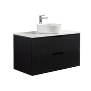 Kelsa 900 Fluted Matte Black Wall Hung Vanity - Acqua Bathrooms