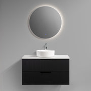 Kelsa 900 Fluted Matte Black Wall Hung Vanity - Acqua Bathrooms