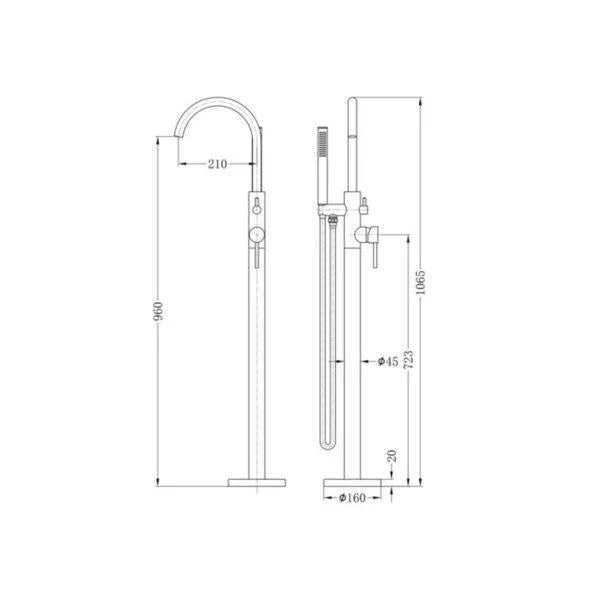 Nero | Mecca Round Freestanding Bath Mixer with Hand Shower Chrome - Acqua Bathrooms