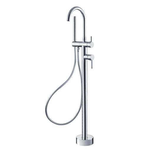 Nero | Mecca Round Freestanding Bath Mixer with Hand Shower Chrome - Acqua Bathrooms