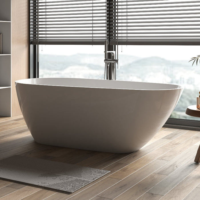 Odessa 1700mm Oval Asymmetrical Gloss Freestanding Bath Tub - Acqua Bathrooms