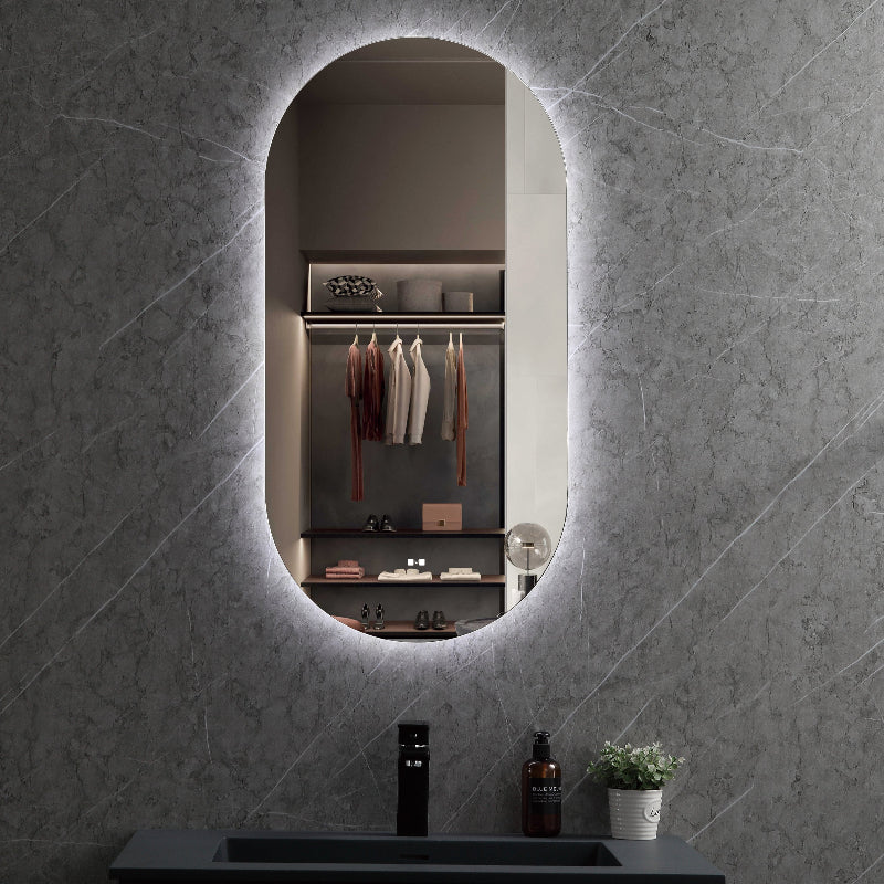 Oval 450 x 900mm LED Mirror - Touchless Motion Sensor | Acqua Bathrooms
