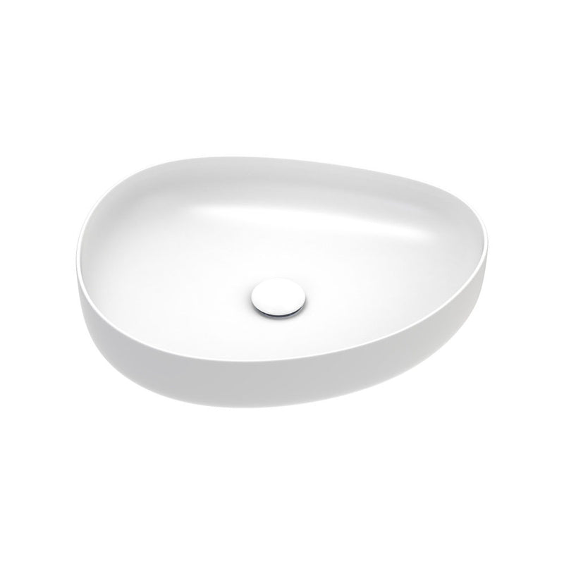 510mm Pebble Matte White Above Counter Basin - Acqua Bathrooms