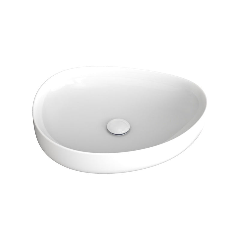 510mm Pebble Gloss White Above Counter Basin - Acqua Bathrooms