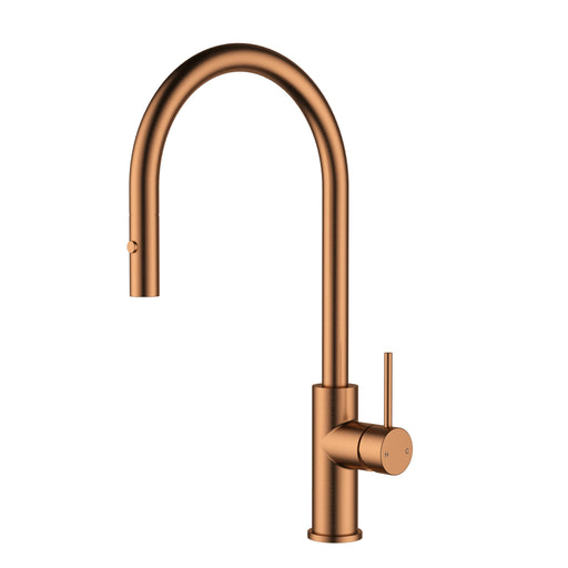 Otus Slimline Brushed Copper SS Gooseneck Pull-Out Sink Mixer In Brushed ss304 – PLC1016SS-BC