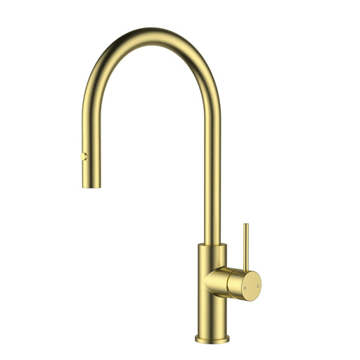 Otus Slimline Brushed Gold SS Gooseneck Pull-Out Sink Mixer In Brushed ss304 – PLC1016SS-BG