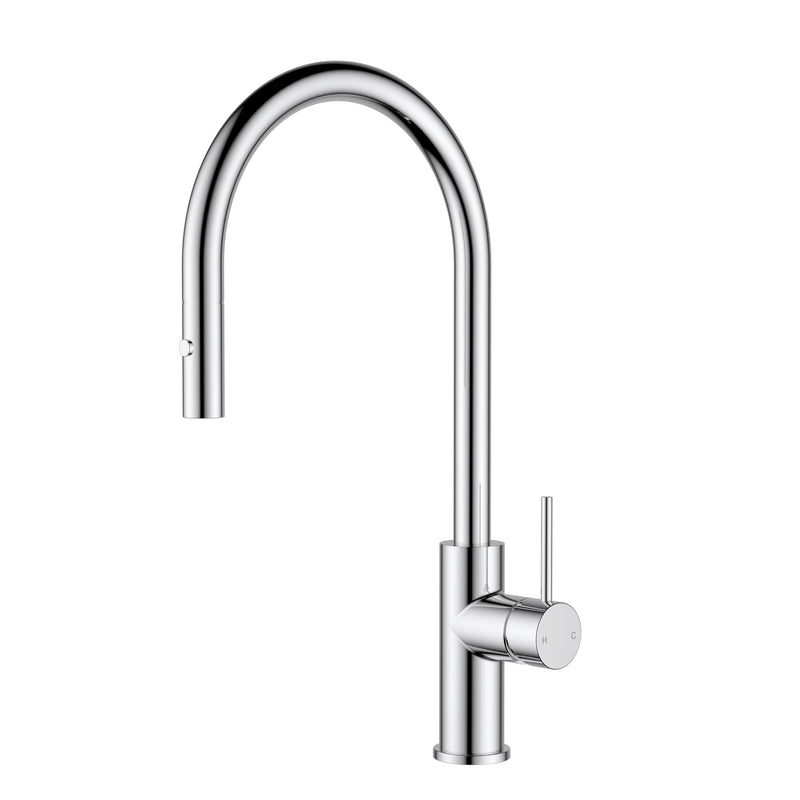 Otus Slimline Chrome SS Gooseneck Pull-Out Sink Mixer In Brushed ss304 – PLC1016SS-CH