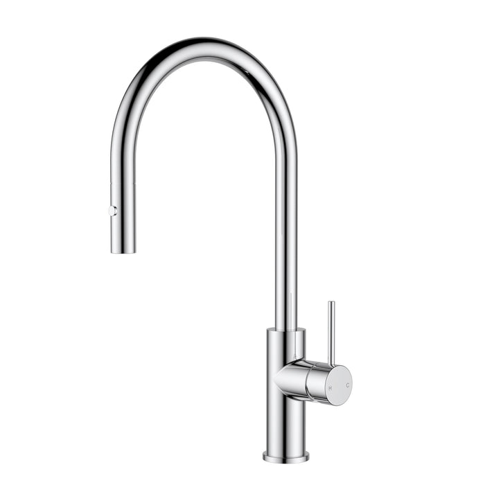 Otus Slimline Chrome SS Gooseneck Pull-Out Sink Mixer In Brushed ss304 – PLC1016SS-CH