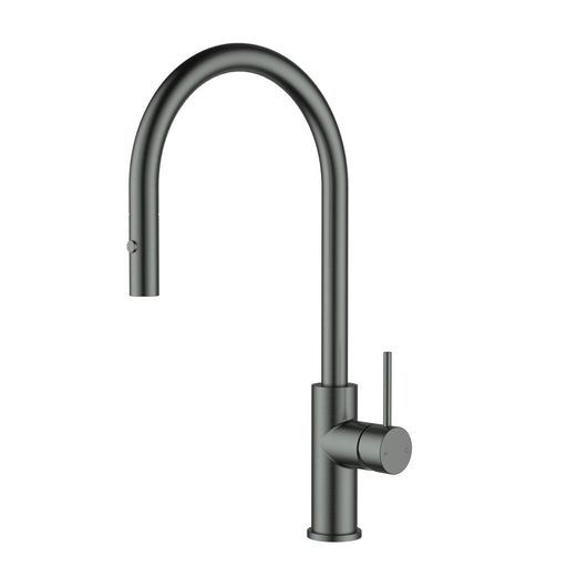 Otus Slimline Gun Metal SS Gooseneck Pull-Out Sink Mixer In Brushed ss304 – PLC1016SS-GM