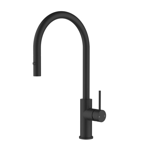 Otus Slimline Matt Black SS Gooseneck Pull-Out Sink Mixer In Brushed ss304 – PLC1016SS-MB