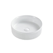 365mm Fluted Round Matte White Above Counter Basin - Acqua Bathrooms