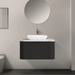 Ronda 750 Curved Matte Black Fluted Wall Hung Vanity - Acqua Bathrooms