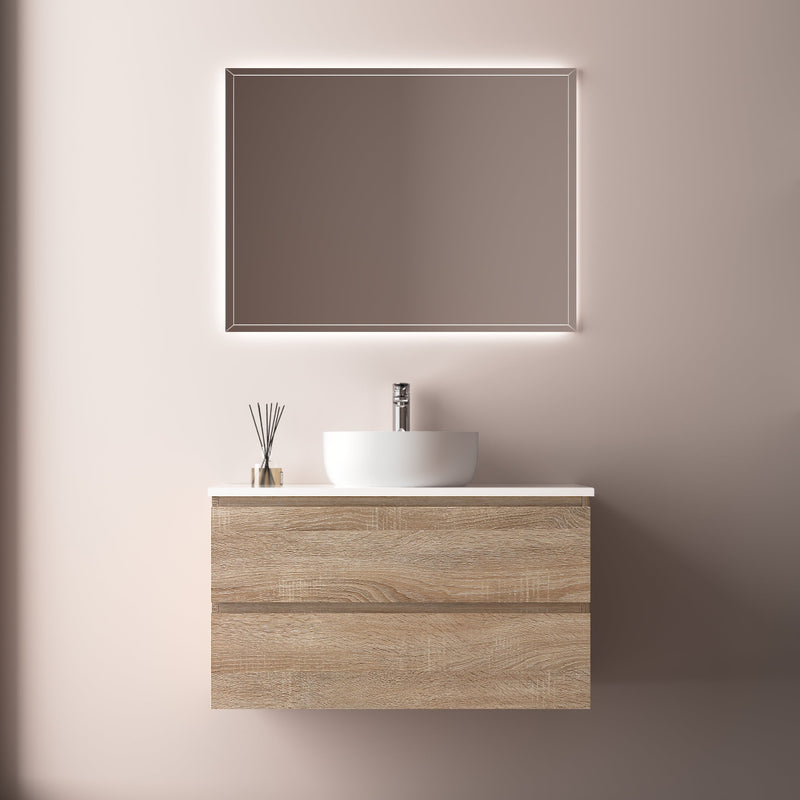 Avia 900mm White Oak Wall Hung Vanity - Acqua Bathrooms