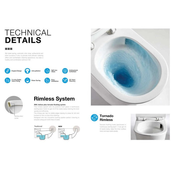 Cremona Vortex Short Projection Tornado Rimless Toilet Suite By Indulge® - Acqua Bathrooms