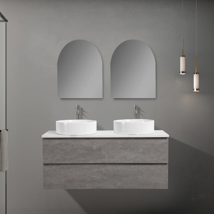 Avia 1200mm Double Grey Ash Wall Hung Vanity With Stone Top | Indulge® - Acqua Bathrooms