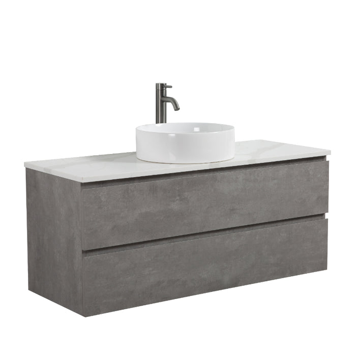 Avia 1200mm Grey Ash Wall Hung Vanity With Stone Top | Indulge® - Acqua Bathrooms