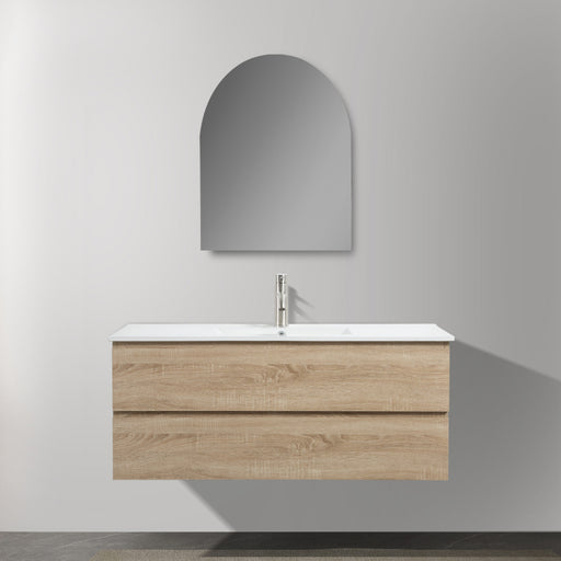 Avia 1200mm White Oak Wall Hung Vanity With Ceramic Top | Indulge® - Acqua Bathrooms