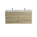 Qubist 1500 Double Bowl White Oak Wall Hung Vanity - Acqua Bathrooms