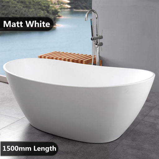 Evie Matte White1500 Designer Freestanding Bath Tub - Acqua Bathrooms