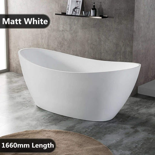 Evie Matte White 1660 Designer Freestanding Bath Tub - Acqua Bathrooms