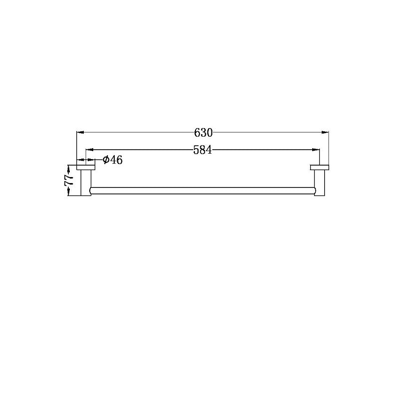 Nero | Mecca 600 mm Chrome Single Towel Rail - Acqua Bathrooms