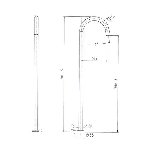 Star Gun Metal Round Freestanding Bath Spout - Acqua Bathrooms