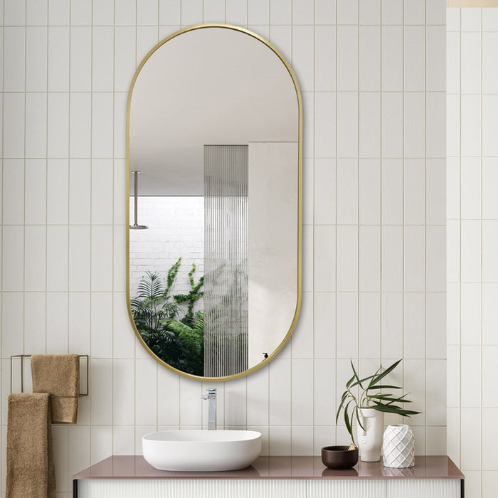 Indulge | Oval Brushed Gold Framed Mirror - Acqua Bathrooms