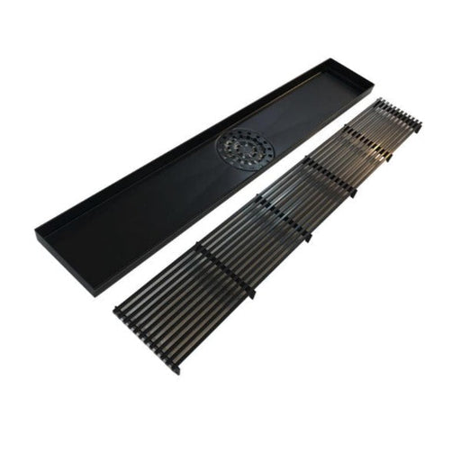 Matte Black 1800mm Linear Grill Floor Waste - Acqua Bathrooms
