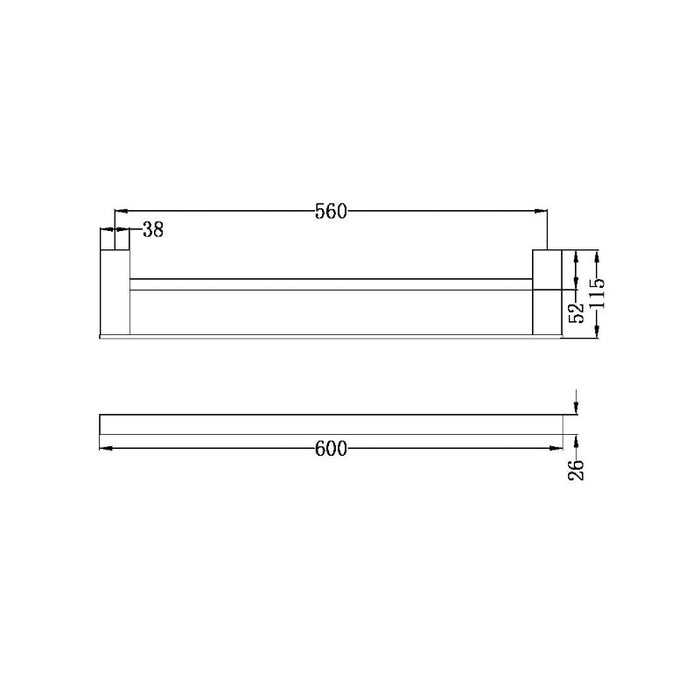 Nero | Celia 600mm Double Towel Rail - Acqua Bathrooms