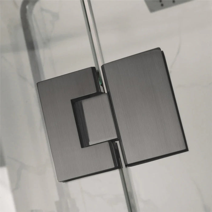 Rectangular Gun Metal Grey Frameless Corner Shower Screen - Acqua Bathrooms