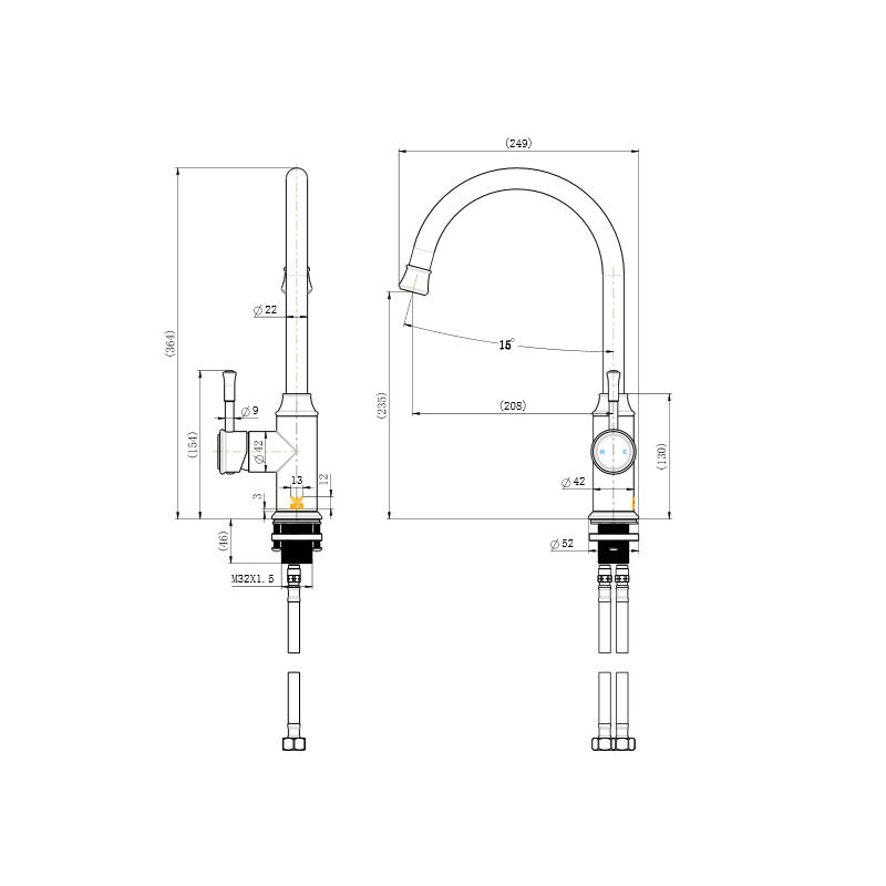 Montpellier Kitchen Mixer High rise - Acqua Bathrooms