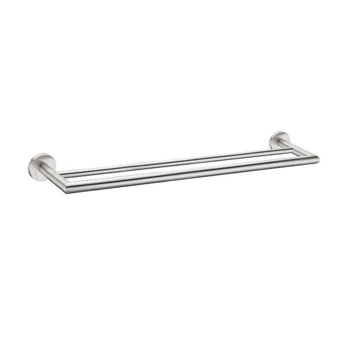 Nero | Dolce 700mm Brushed Nickel Double Towel Rail - Acqua Bathrooms