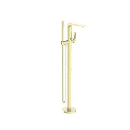 Nero | Square Brushed Gold Multifunction Freestanding Bath Spout - Acqua Bathrooms