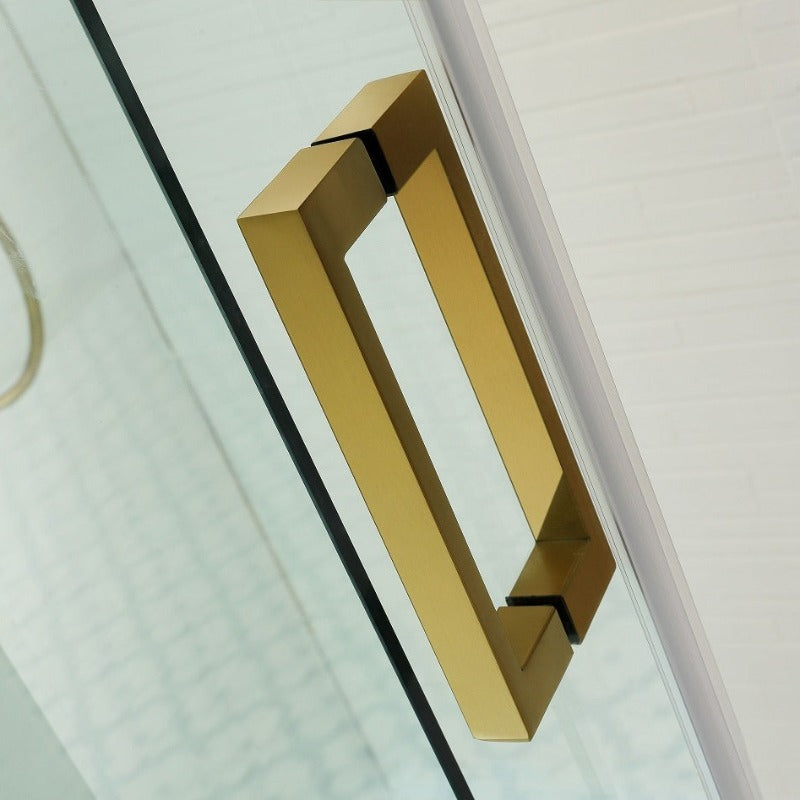 Brushed Gold Square Frameless Sliding Adjustable Shower Screen - Acqua Bathrooms