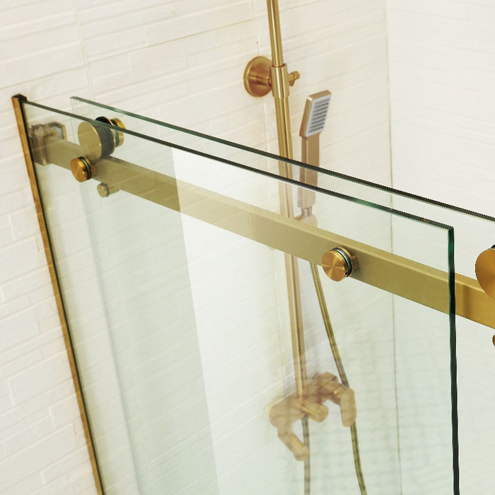 Brushed Gold Square Frameless Sliding Adjustable Shower Screen - Acqua Bathrooms