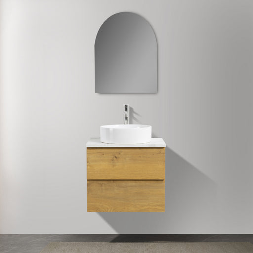 Avia 600mm Fine Oak Wall Hung Vanity With Stone Top | Indulge® - Acqua Bathrooms