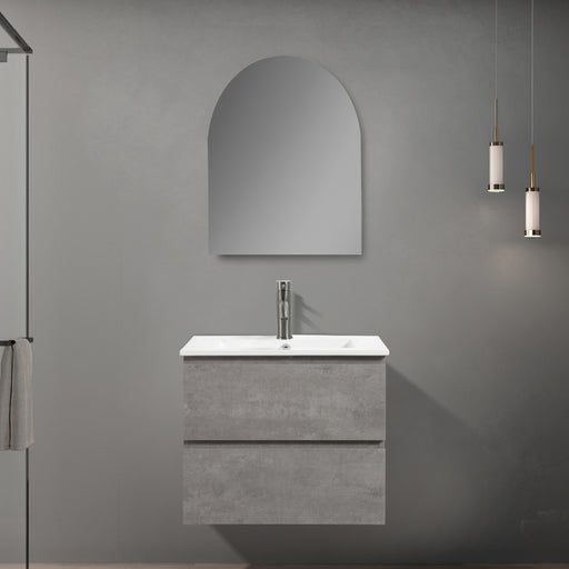 Avia 600mm Grey Ash Wall Hung Vanity With Ceramic Top | Indulge® - Acqua Bathrooms