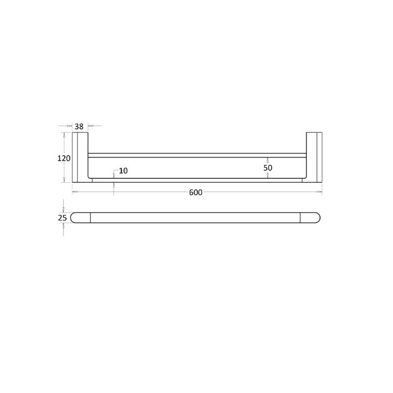 Flores 600 Black Double Towel Rail - Acqua Bathrooms