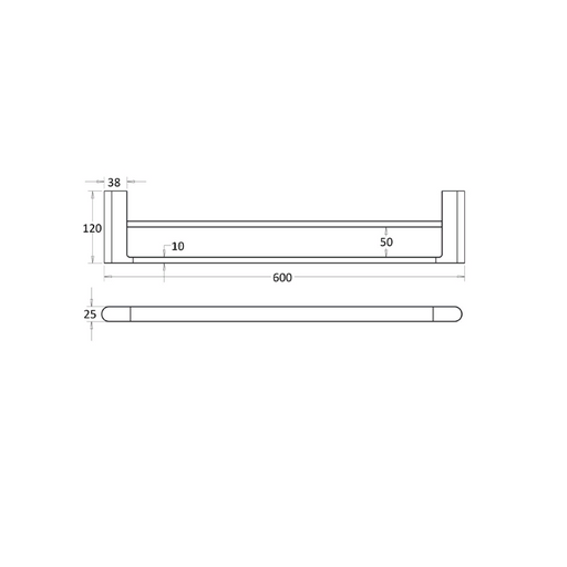 Flores 600 Black Double Towel Rail - Acqua Bathrooms