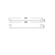 Cesena 600 Black Single Towel Rail - Acqua Bathrooms
