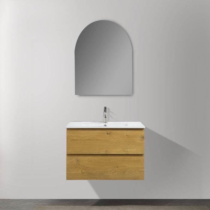 Avia 750mm Fine Oak Wall Hung Vanity With Ceramic Top | Indulge® - Acqua Bathrooms